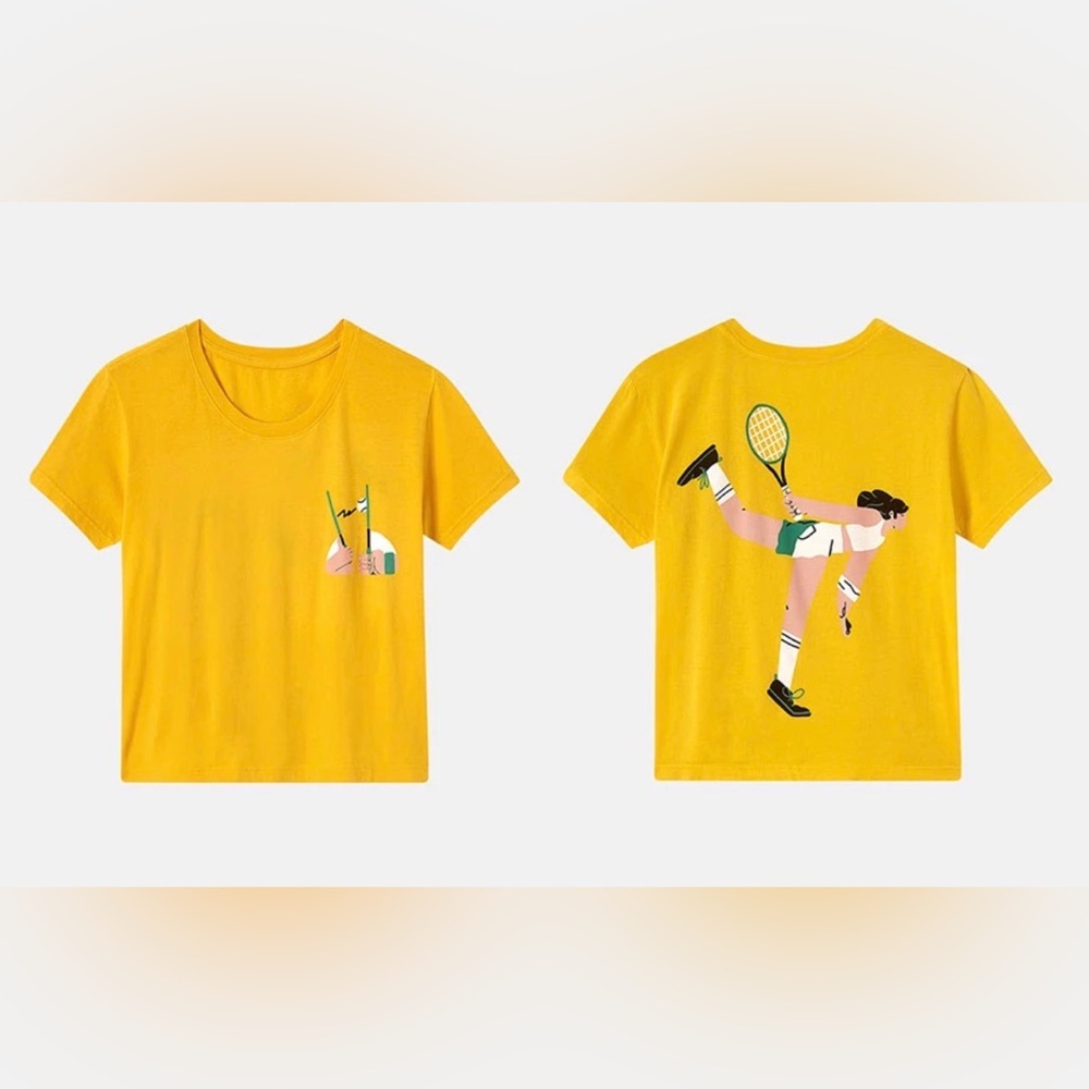 Outdoor Voices Yellow Tennis Graphic Short Sleeve Tee